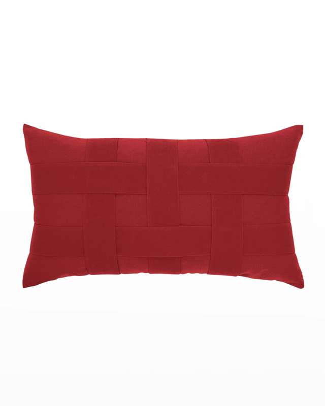 Basketweave Lumbar Sunbrella Pillow, Red